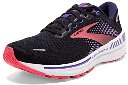 Brooks Women's Adrenaline Gts 22 Sneaker, Black Purple Coral Dark Lt, 5 UK
