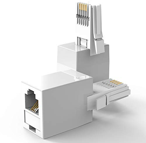 Ancable BT Telephone Line Adapter RJ11 Socket Female Jack to BT Male Plug 2 Pack, BT Male to Rj11 Female 6P4C 4 Wire Converter for BT UK Landline Phone Cord Home & Office Fax Modem Extender 4 Wire