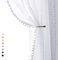 Snow White Sheer Curtains 52 x 90 Inch Bedroom Decorative Pompom Trimmed Voile Window Curtain for Living Room Light Weight Linen Look Solid Pencil Pleat Curtains for Apartment/Hotel Dorm 2 Panels