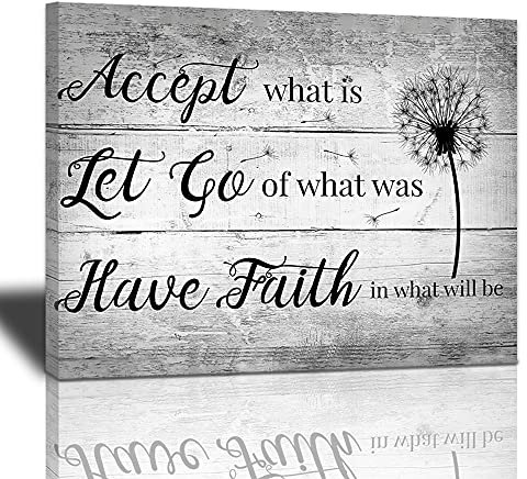 Rustikales Pusteblumen-Bild auf Leinwand, schwarz und weiß, inspirierende Zitate, Gemälde, Poster, Bauernhaus, Vintage, Holzkunstwerke, gerahmt, Heimdekoration für Wohnzimmer, Küche, 40.6 x 50.8 cm