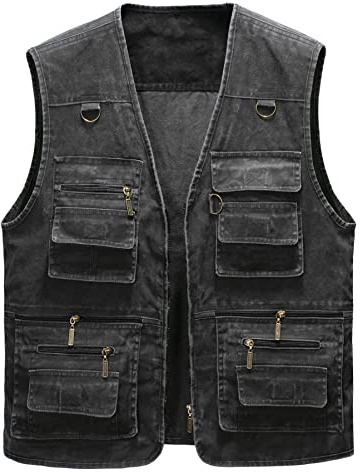 Oralidera Mens Outdoor Fishing Vest Cotton Multi Pockets Gilets Casual Sleeveless Jackets Tops Camping Hunting Photography Vest Waistcoat