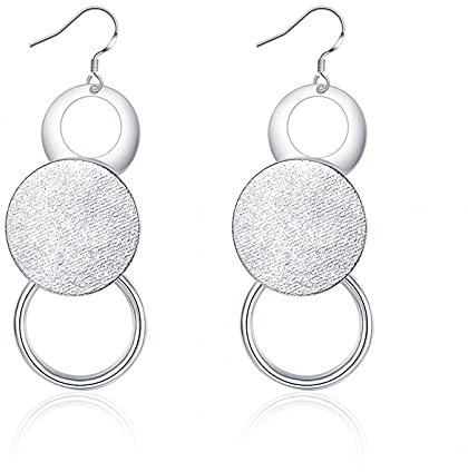 WLLLTY Ohrring 925 Sterling Silber Ohrringe Mode Damen Matt Runde Ohrringe Geschenk