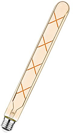 ZYUJIA E27 T30-300mm Ampoules à Filament Vintage à DEL Edison 8W(Équivalent Ampoule Halogène 70W)700LM Blanc Chaud 2700K Non Dimmable Tuber Rétro en Verre Ambré E27,1 Paquet