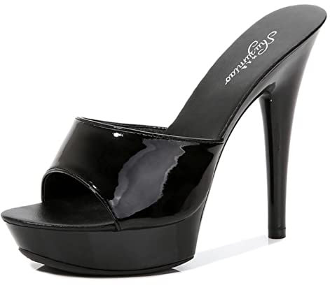 LBDOBU Candy Color Woman Scarpe da Sposa Sandali 2020 Nightclub Sexy Tacchi Alti Sexy 13cm Slides Slides Pantofole Tacchi Impermeabili Sandali Pompe estive-Black,43