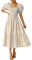 ZESICA Robe d'été 2025 bohème à Carreaux et Manches Bouffantes à Volants pour Femme, Beige, Taille M