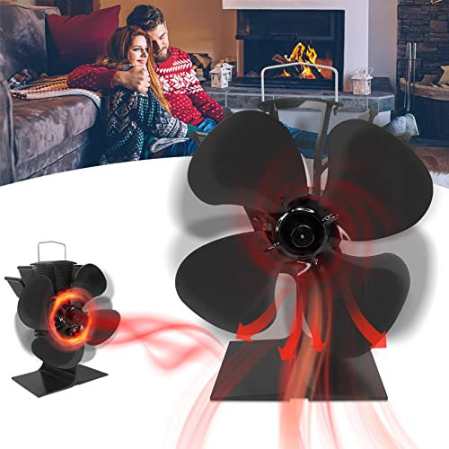 LZQ Ventilatore per camino, ventilatore per camino, ventilatore per camino, certificato CE ROHS a 4 lame, basso rumore, ventilatore per stufa alimentato a calore