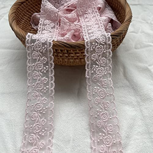 Sourcemall Spitzenband, zartes rosafarbenes Blumenband für Hochzeitsdekoration, Nähen Handwerk, Heimdekoration, 4,5 m (Rosa Blume)