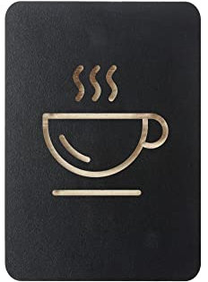 Europel Plaque signalétique pictogramme café - Symbole autocollant en bois pour porte ou mur - Convient pour le centre commercial, grande surface, restaurant, hôtel, centre médical, hôpital
