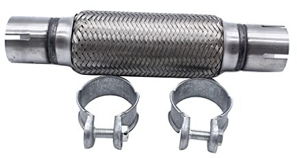 1 set SHLPDFM Flexible Exhaust Pipe 50.7 x 200/318mm Clamp-on Flexi Tube Joint Stainless Steel Flexible Tube Repair
