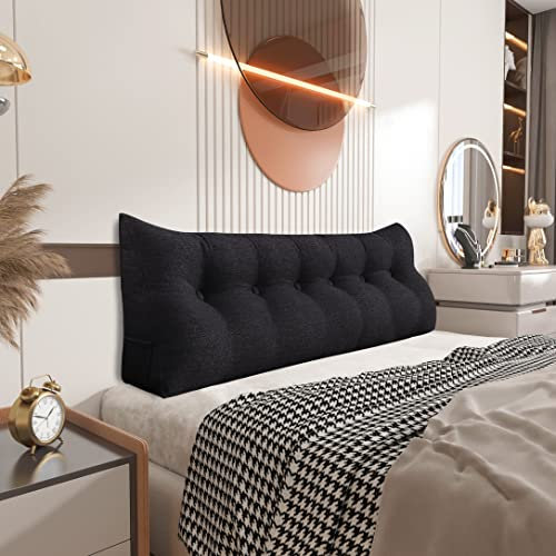 Johnear Rückenkissen Keilkissen Bett Lesekissen，Rückenlehne Kissen für Sofa Lendenkissen Bettkopfteil, Großes Dreieckige Bettkeil Bücherkissen Stützkissen (Dunkelgrau，180cm)