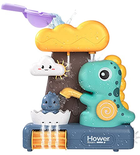 Badewannenspielzeug Baby Badespielzeug Dinosaurier Dusche Wasserfall Spielzeug, Wasserspielzeug Badewanne Dusche mit Saugnapf, Geschenke für Baby Kinder Mädchen Junge ab 1 2 3 4 Jahre
