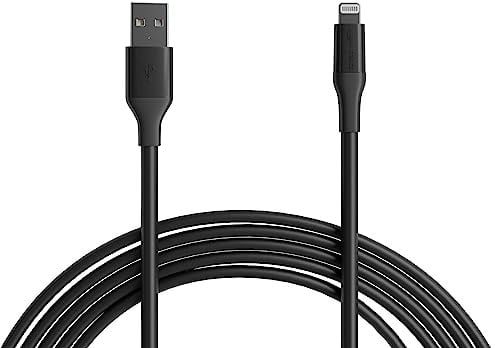Amazon Basics USB-A to Lightning ABS Charger Cable, MFi Certified for Apple iPhone 14 13 12 11 X Xs Pro, Pro Max, Plus, iPad, 3 m, Black