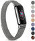 Oumida Armband Kompatibel mit Fitbit Luxe Armband für Damen Herren, Prämie Edelstahl Metall Ersatzarmband mit Starker Magnet Uhrenarmbänder für Fitbit Luxe, Raum Grau