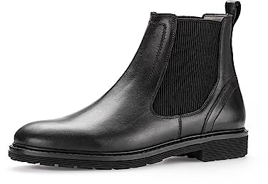 Pius Gabor Herren Boots, Männer Stiefeletten,zertifiziertes Leder,Wechselfußbett,Schlupfstiefel,Bootee,Booties,Black,43 EU / 9 UK