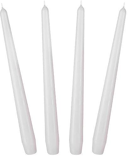 BRUBAKER 24 cm Spitzkerzen für Kerzenständer und Kerzenhalter - 4 Stück | Lange, tropffreie Deko Kerzen mit langer Brenndauer - Leuchterkerzen Set Weiß