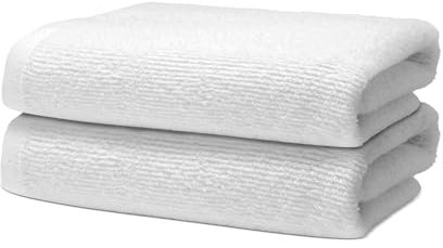 Lot de 2 Serviettes de Toilette 50x100cm | Serviettes de Bain Petite Taille | 100% Coton Premium | Epais 500g/m2 | Linge de Bain Doux & Absorbant | Oeko-TEX | Marque Ôhm | Blanc