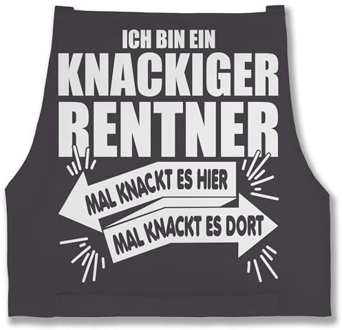 Schürze - Erwachsene - Ich bin ein knackiger Rentner - 85x69 - Anthrazit - kochschürze geschenke für renteneintritt frau rente zur kochschürzen retirement in schürzen zum ruhestand