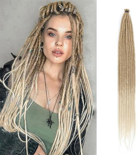 24-Zoll-Ombre-Blonde-Dreadlock-Extension 10 Strähnen Hippie Single Ended Dreads Synthetische Dünnen Dreadlock Für Frauen Handgemachte Weiche Dreads Haarverlängerungen(SE 10 Strands, 27/613)
