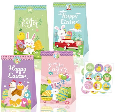 12 Stück Geschenktüten Ostern, Ostern Papier Geschenktüten, Ostertüten Zum Befüllen, Ostern Tüte Süßigkeiten Tüten, Papiertüten Ostern für Ostern Party Geschenkverpackungen