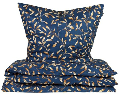 Schiesser Bettwäscheset Liliebeth | 2-teilig | Blumen | Renforcé | 100% Baumwolle | Oeko-Tex Zertifiziert | Reißverschluss | 155x220cm + 80x80cm | Blau-Beige