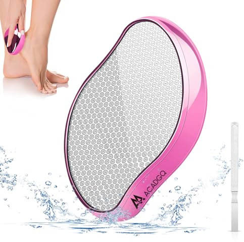 Nano Glas Hornhautentferner, 2 in 1 Nass & Trocken Hornhauthobel, Schnelle, Sichere und Effektive Hornhautfeile für die Häusliche Fußpflege (Rosa Farbe)