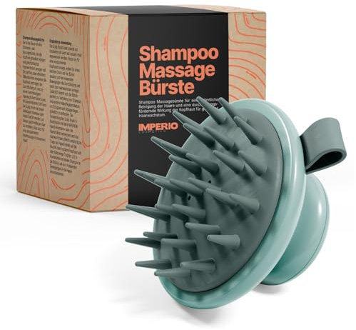 IMPERIO Masajeador Cuero Cabelludo para Crecimiento del Cabello - Cepillo Masajeador Cuero Cabelludo para Estimular la Circulación Capilar en Seco y Mojado (Menta)