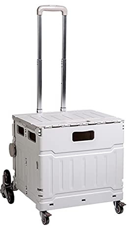 LaYiQimn Wagen Zusammenklappbarer Kofferraumwagen, 75 l, praktischer Trolley zum Treppensteigen, Einkaufskisten mit Teleskopgriffen, Tragkraft 70 kg (Größe: 75 l)