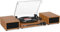 Udreamer Record Player with 2 Dual Stereo Speakers, Vintage Turntable Bluetooth 5.3 Supports 3 Speed, AUX-in, RCA Line, USB, Wireless Playback, Brown Yellow