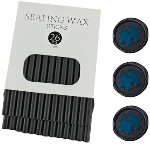Ioggtser 26 PCS Mini Klebepistole Wachs Siegel Sticks für Hochzeit Einladungen, Karten, Umschläge (Schwarz)