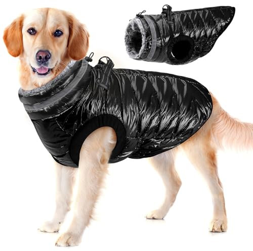 SlowTon Hundemantel Winter Große Hunde,Wintermantel Hund Groß,Hundejacke Hundemantel Wasserdicht Fleece gefüttert Warme Winterjacke Hunde Bekleidung für Winter Herbst Große Hund