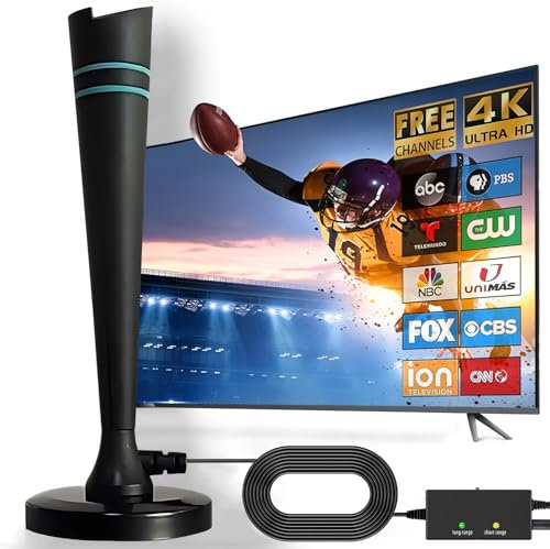 Hoquare TV Aerial Indoor, 2024 Upgraded Digital TV Aerial with Magnetic Base, Portable Smart TV Antenna with Booster, Long Range Reception Ultra for All TV Support 4K 1080P HDTV (Style2)