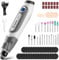 Kit de Herramientas Rotativas: DEKO Mini lijadora Herramientas de Mano,3.6 V Gris Amoladora Eléctrica Taladradora Set con 70 Accesorios para Tallar, Cortar, Lijar, Esmerilar, Pulir, Grabar