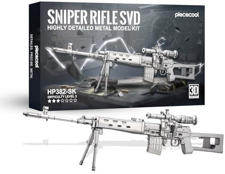 Piececool Metall Puzzle 3D SVD Scharfschützengewehr, Pistole Gewehr 3D Puzzle Modellbausatz Erwachsene, 3D-Puzzles für Edelstahl, Modell Metal, Geschenk, Andenken, Sammlung, 106 Teile