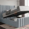 Furnishion Ottoman Bed Double - Silver Velvet Double Bed with Storage - Upholstered Panel Double Bed and Mattress Included & 48inch High Headboard
