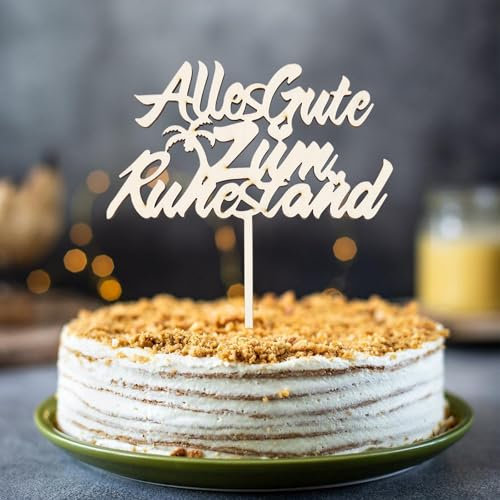 Gleevio Alles Gute zum Ruhestand Cake Topper Holz,Tortendeko Ruhestand,Rente Deko Kuchen,RuhestandDeko Torte,Endlich Rentner Cake Topper,Rentner Tortenstecker Happy Retirement Party Dekoration
