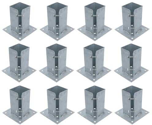 Fence Post Bolt Down Shoe Holder Support Clamp Galvanised 75 x 75mm 12PK