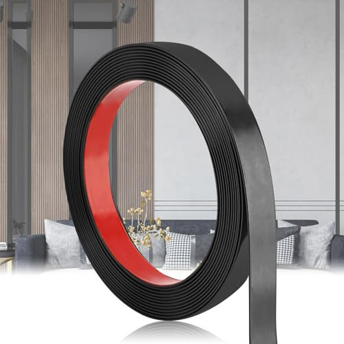 bechoanigel Moulure Murale Adhesive, Baguette de Finition, Moulure Decorative, Moulure Flexible pour Décoration de Meuble, Bordure de Miroir, Mur, Porte, Plafond (2 cm x 12 M, Noir)