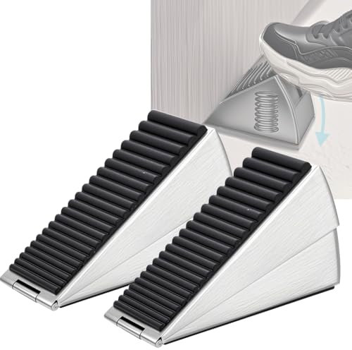 BAGWEN 2-Pack Heavy Duty Door Stop, Strongest Tall Door Stopper Up to 3 inch, Built-in Spring Door Stoppers for Bottom of Door, Rubber Door Stopper Wedge for Any Gate Gap