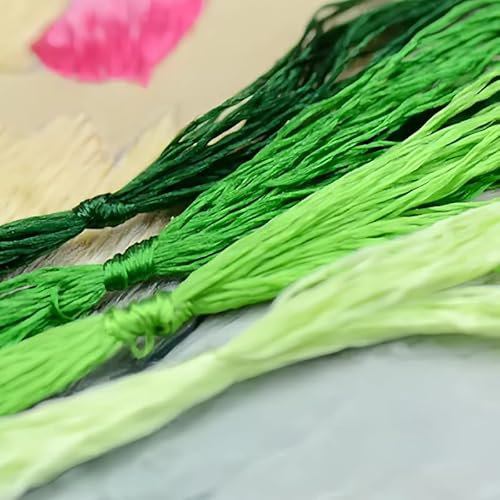 4 x grüne Seiden-Stickgarne mit Farbverlauf, 20 m, Maulbeerseide zum Nähen, Knüpfen und Basteln