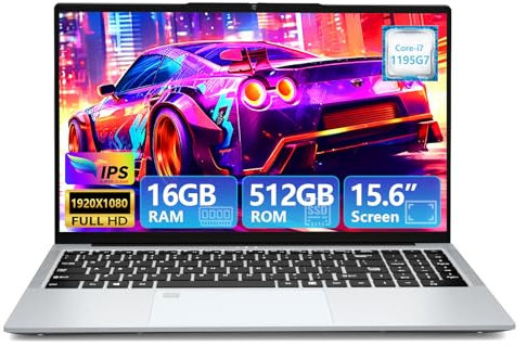 Moacreto Ordinateur Portable 15,6 Pouces, Core i7-1195G7 CPU 16 Go RAM SSD 512 Go, PC Portable écran 1920 x 1080, Ordinateurs Portables avec Type-C, USB 3.0, HDMI, Bluetooth 5.0 et Wi-FI Laptop