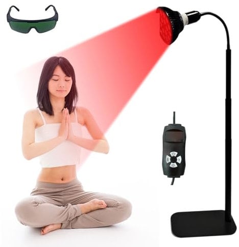 YEZMEK 54W Infrarotlampe mit Ständer – Rotlichtlampe mit 660nm & 850nm LEDs, 5 Helligkeitsstufen, Augenschutz für Gesicht & Körper