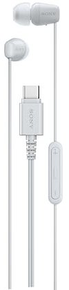 Sony IER-EX15C USB-C Plug, Wired in-Ear Headphones for iPhone and Android Phones, with Built-in Multi-Function Button, Volume and Mic Control, Supports USB Audio Class 1.0 Devices, White