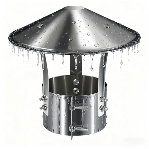 Vent systems Schornstein Rauchrohr Abdeckung Edelstahl Stahl Ofenrohr Deckel Schornsteinabdeckung mit Regenhaube Kamin Abgasrohr Abdeckung Schornsteinhaube mit Hut für Aussen(240mm/9.45inch)