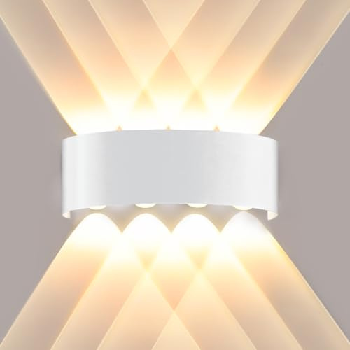 Ankey 8W LED Wandleuchte, Moderne LED Wandlampe Innen/Außen, Warmweiß 3000K Wasserdichte IP65 Außenwandleuchte für Wohnzimmer, Schlafzimmer, Flur, Treppen, Weiß