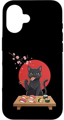 Cat Sushi Anime Vintage Japanese Food Lover Kitten Kawaii Case for iPhone 16