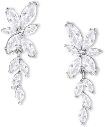 Aliyoham Hochzeits Hängeohrringe für Braut – filigran Blumenblatt Motiv, Zirkonia Saphir Smaragd, Silber Roségold Gold Brautschmuck