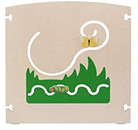 1x Variabler Raumteiler - Wiese mit Raupe + Schmetterling / Material: Holz / Maße: 75x75 cm / Made in Germany