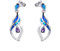 OMZBM Feueropal Baumeln Lange Ohrringe Blau/Weiß Edelstein Sterling Silber Simuliert Diamant Ohrstecker Schmuck Frauen Mädchen,Blue