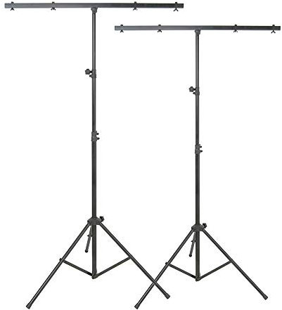 2x QTX LT01 Lighting Stand Tripod T-Bar for Light Effect DJ Disco 2.5M Height 30Kg