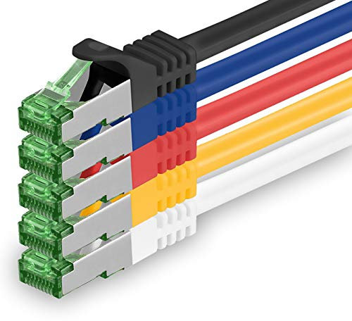 1aTTack.de Câble Réseau Cat7 Cat 7 10 GB/s - 5x 0,25m - RJ45 Ethernet LAN DSL Routeur Modem - 5 couleurs 03